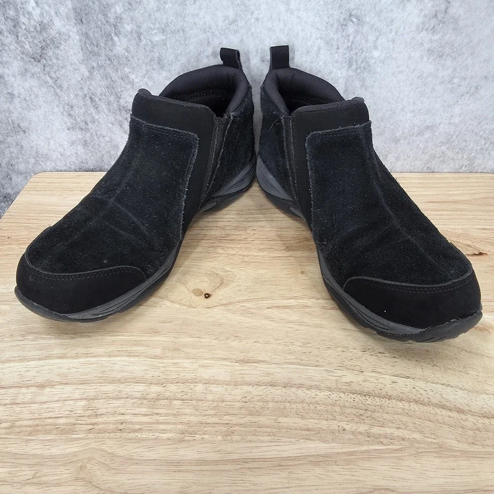 Easy Spirit Ankle Boots Womens 7 M Seevony Black Suede Zip Up Casual Bootie
